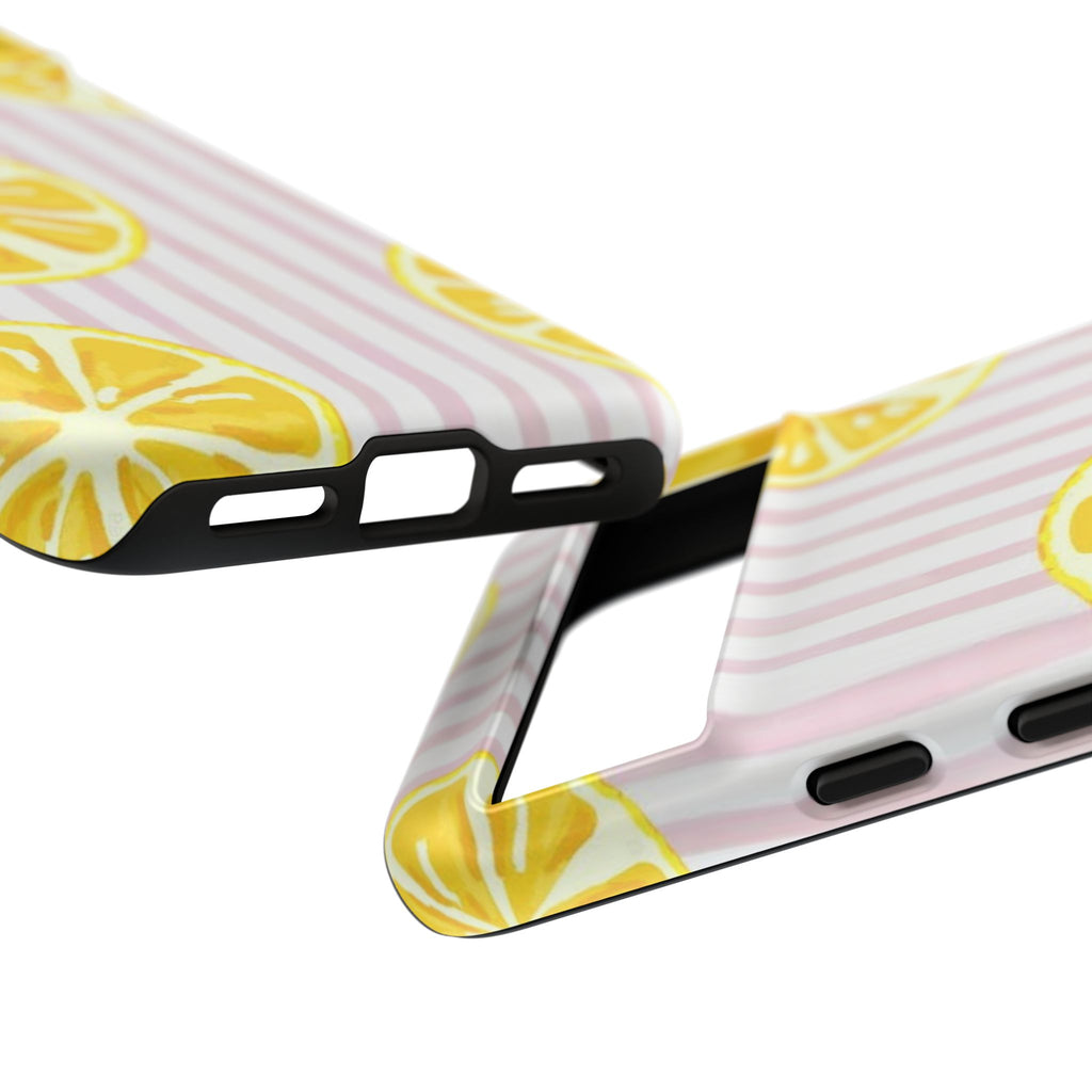 Lemon Slices Tough Case — Cute Pink Stripe Phone Cover