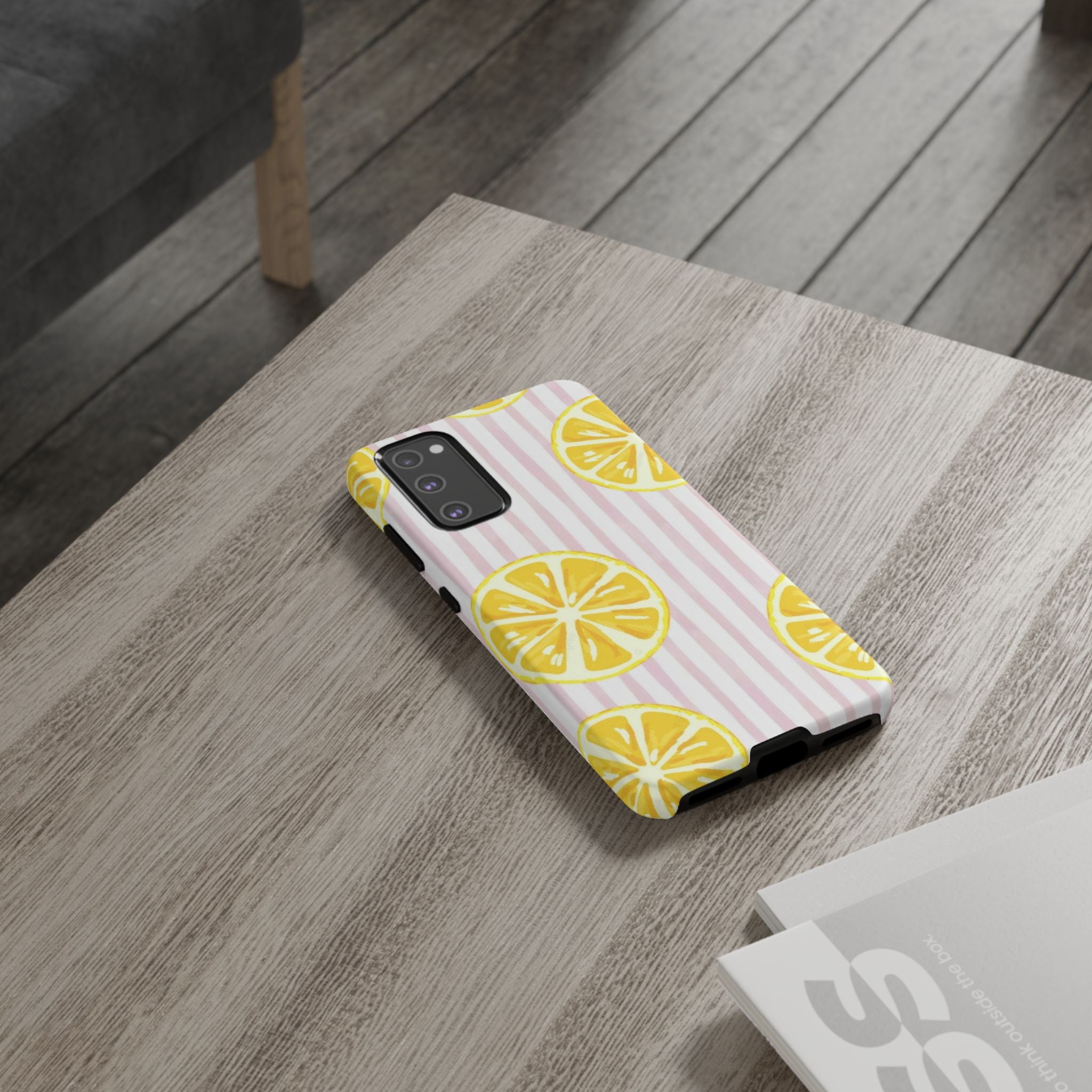 Lemon Slices Tough Case — Cute Pink Stripe Phone Cover