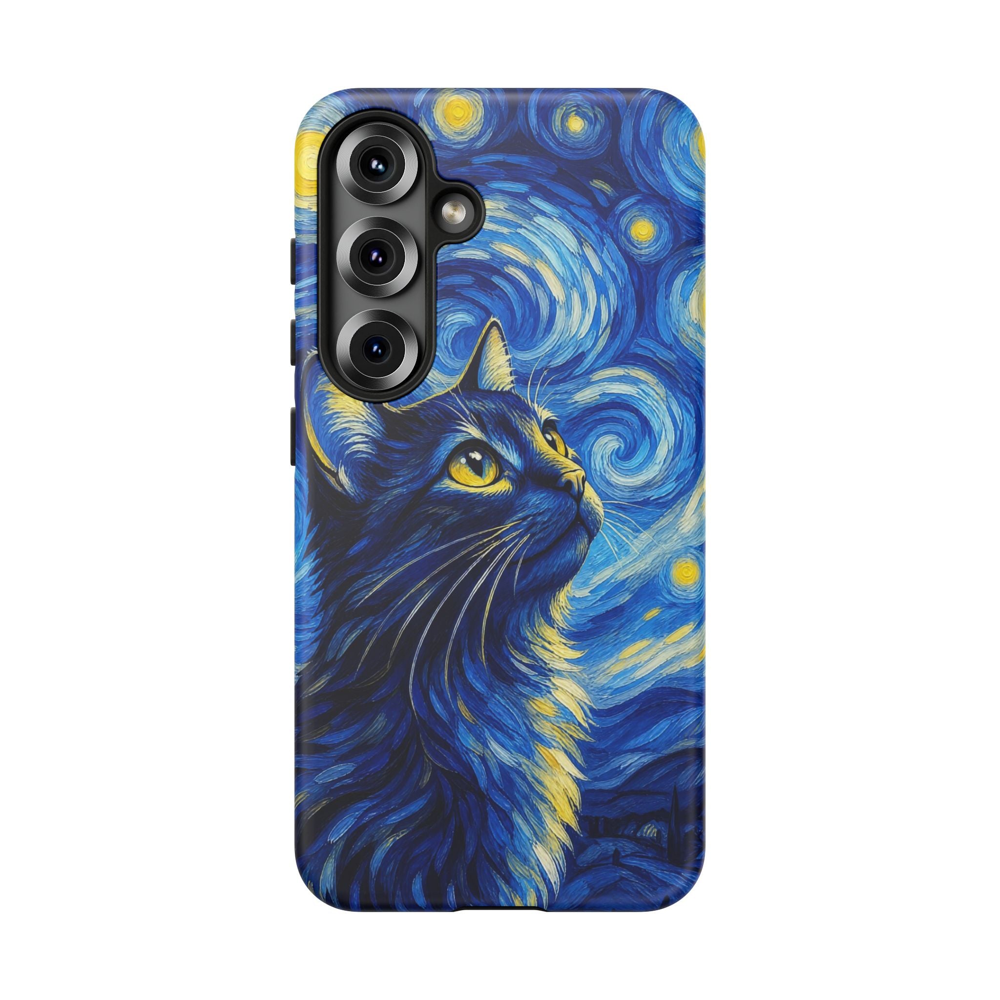 Starry Night Cat Phone Case — Van GoghStyle Blue Galaxy iPhone Cover
