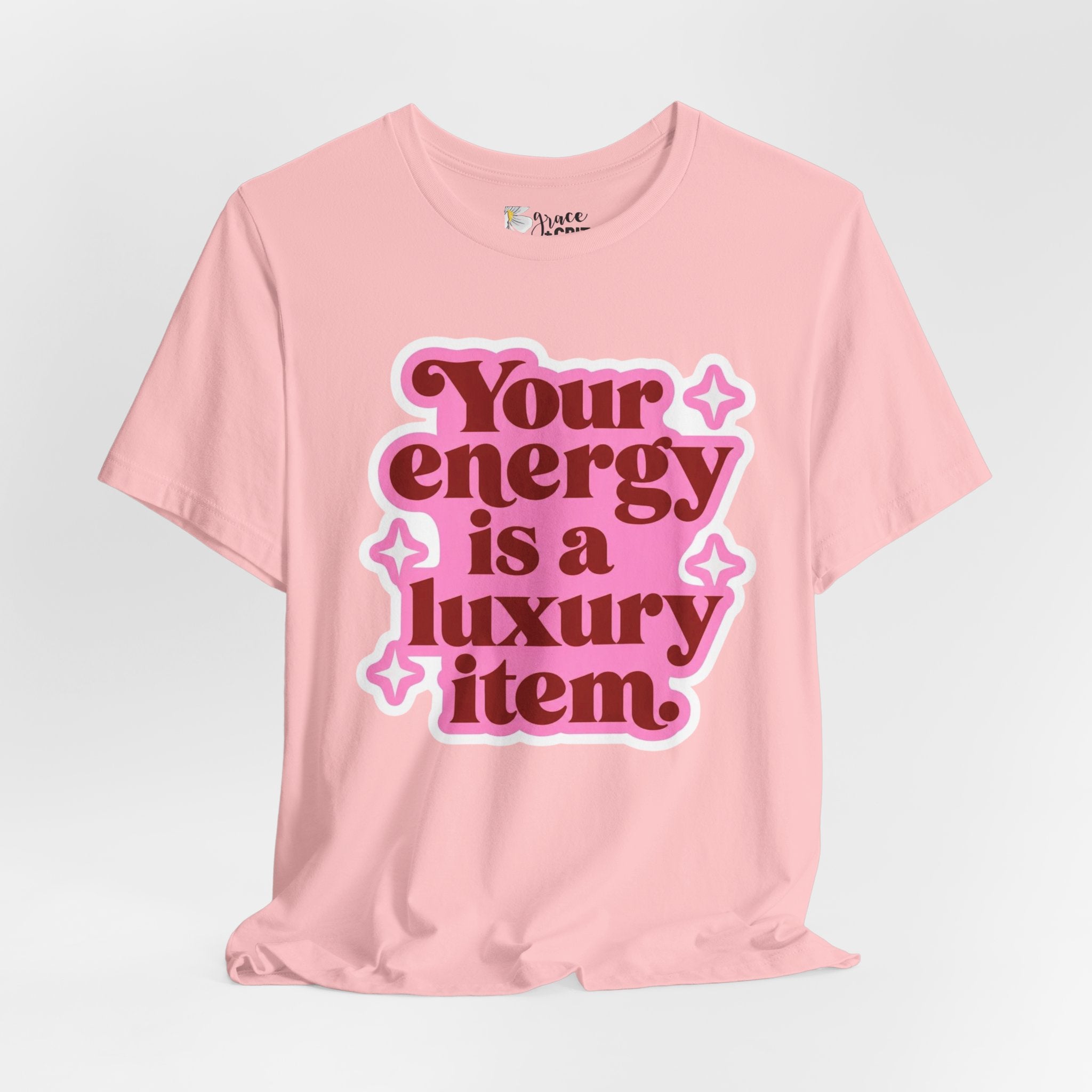 Your energy is a luxury item Tee | Retro Pink Typography T-Shirt