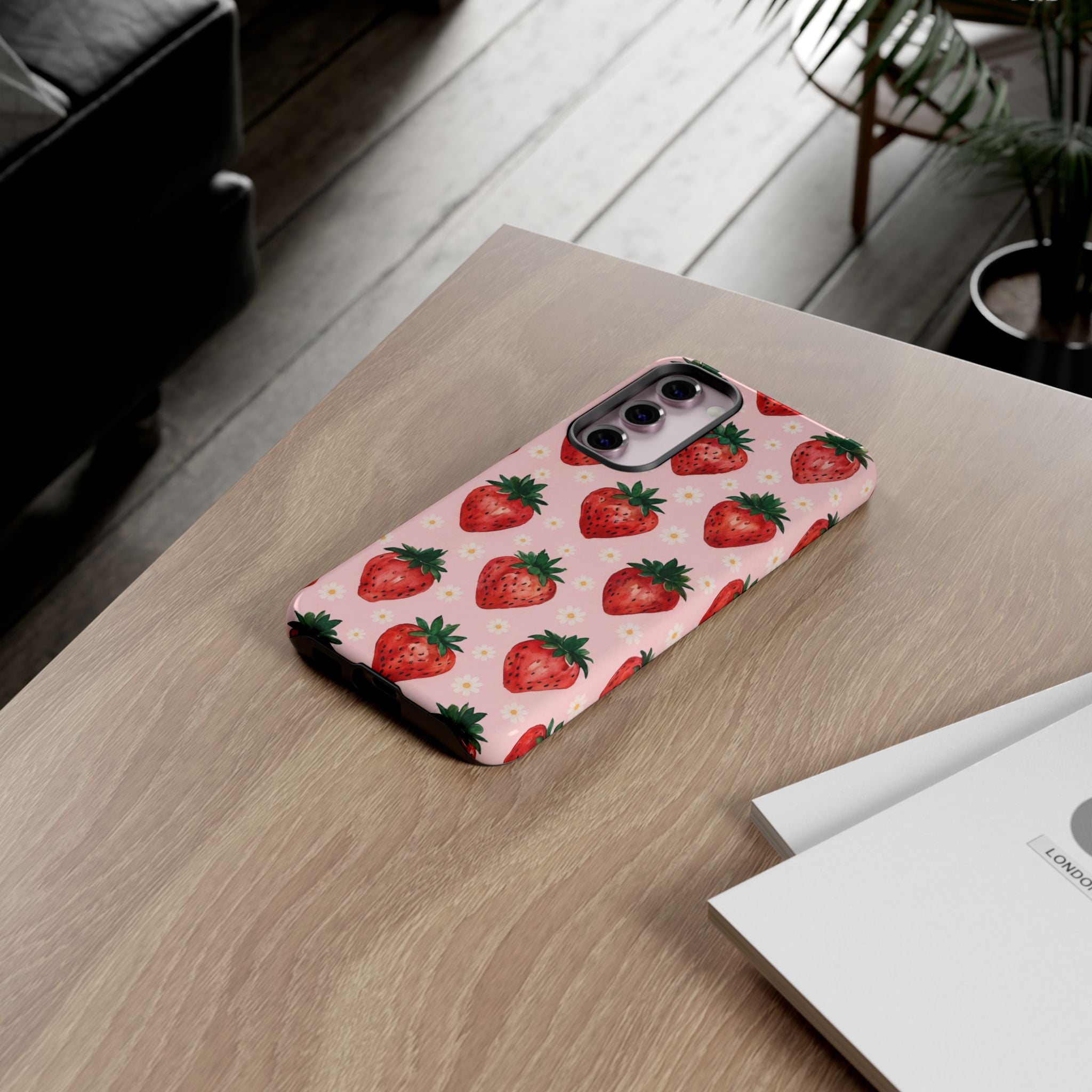 Strawberry Pattern Tough Case — Cute Pink Fruit Phone Case