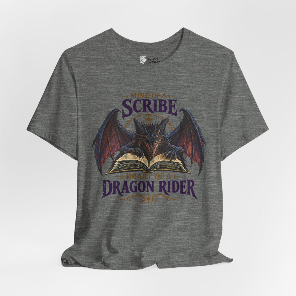 Scribe Dragon Rider T-Shirt — "Mind of a Scribe, Heart of a Dragon Rider" Fantasy Tee