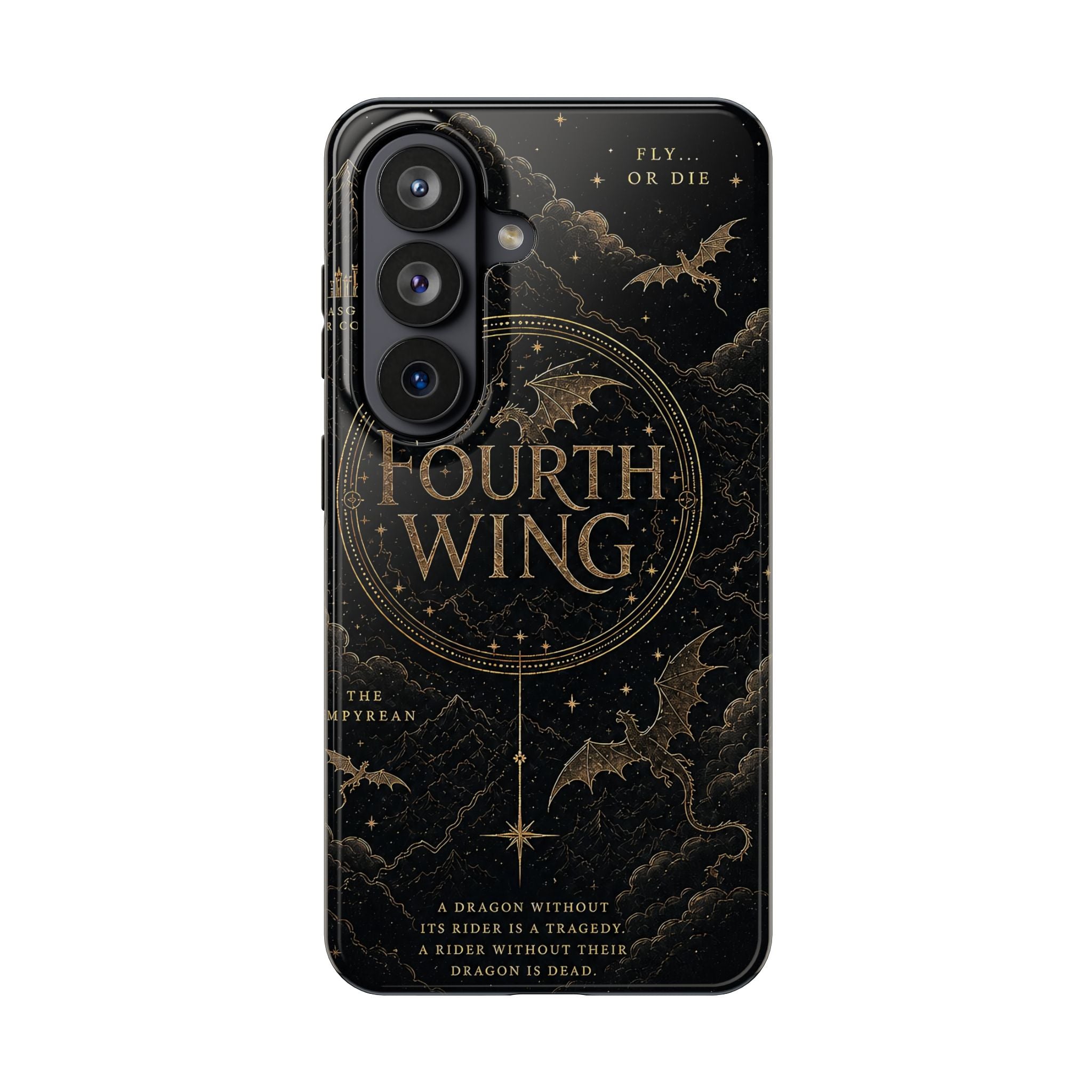 Fourth Wing Tough Phone Case — Dark Fantasy Dragon Design, 'Fly or Die' Quote