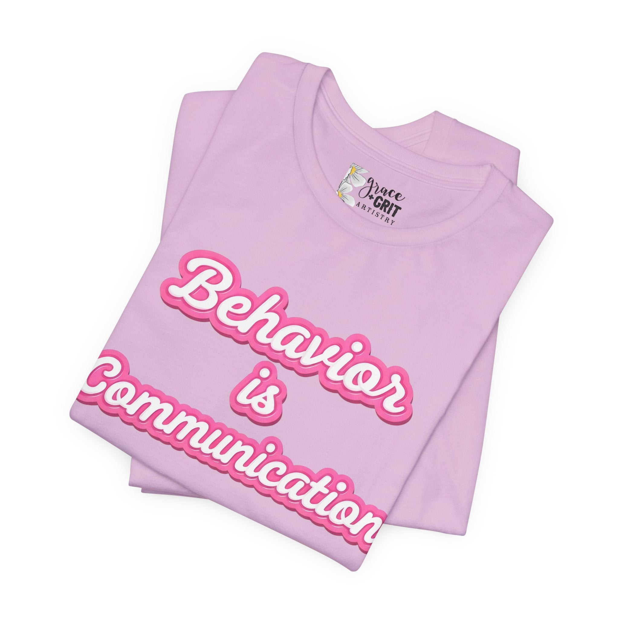 Behavior is Communication T-Shirt | Psychology Awareness Tee, Pink Script
