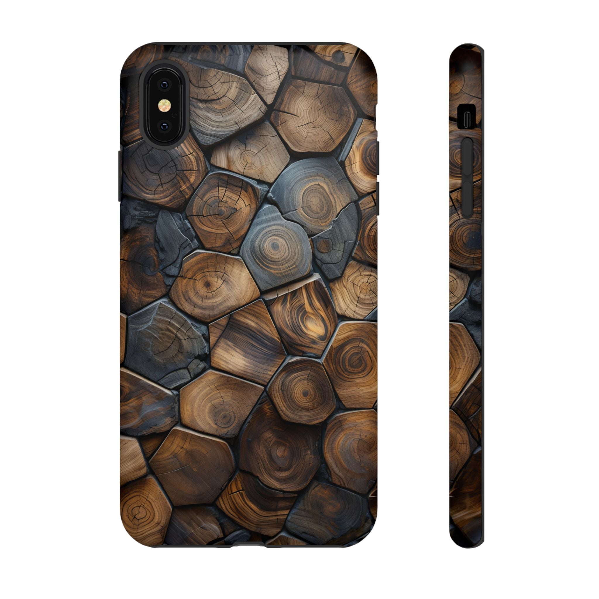Wood Grain Hex Phone Case — Rustic Geometric iPhone Protection