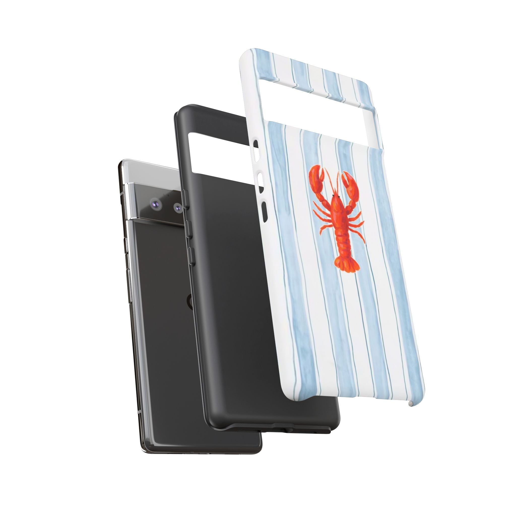 Lobster Stripe Phone Case — Nautical Blue & White Protective Cover