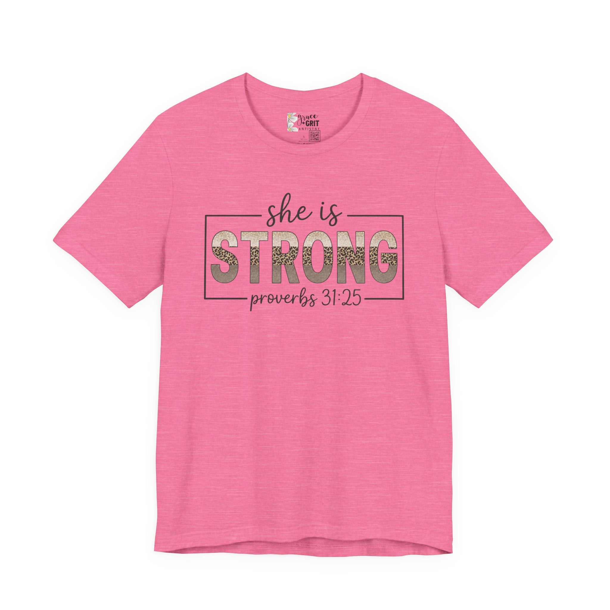 She Is Strong Floral Tee — Inspirational Women's Strength T-Shirt