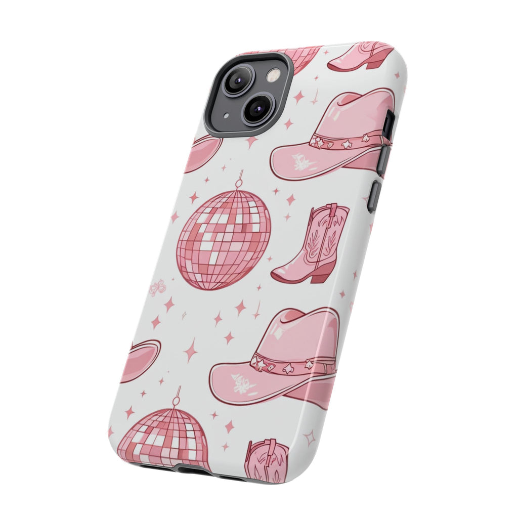 Pink Cowboy Boots & Disco Balls Tough Phone Case