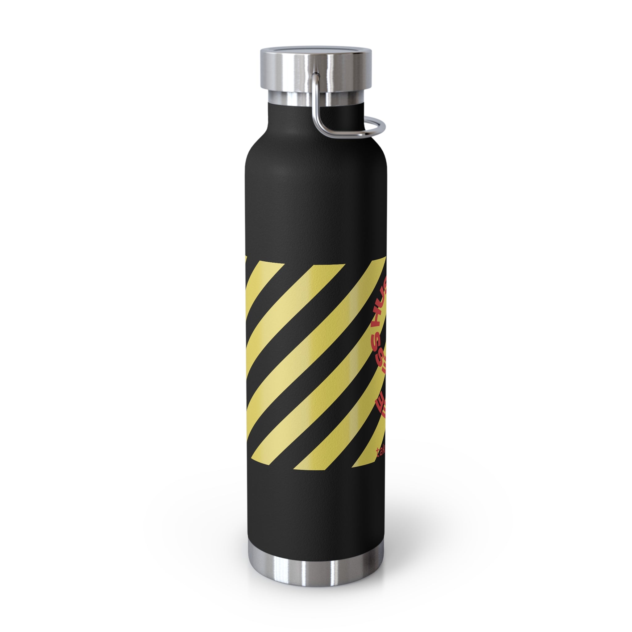 22oz Vacuum Water Bottle — Striped ‘Coffee, Hustle, More’ Insulated Stainless Flask