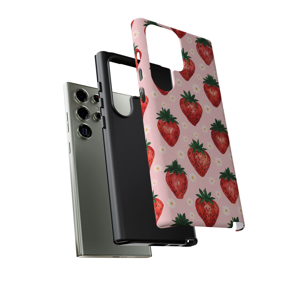 Strawberry Pattern Tough Case — Cute Pink Fruit Phone Case