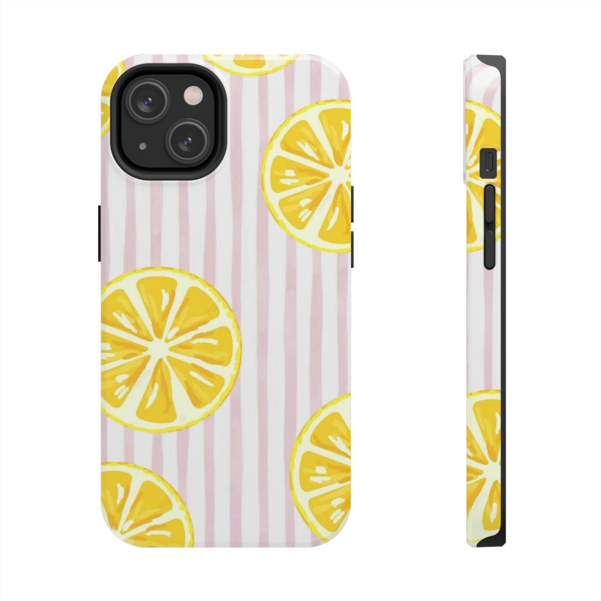 Lemon Slice Tough Phone Case — Pink Stripe Summer Protective Cover