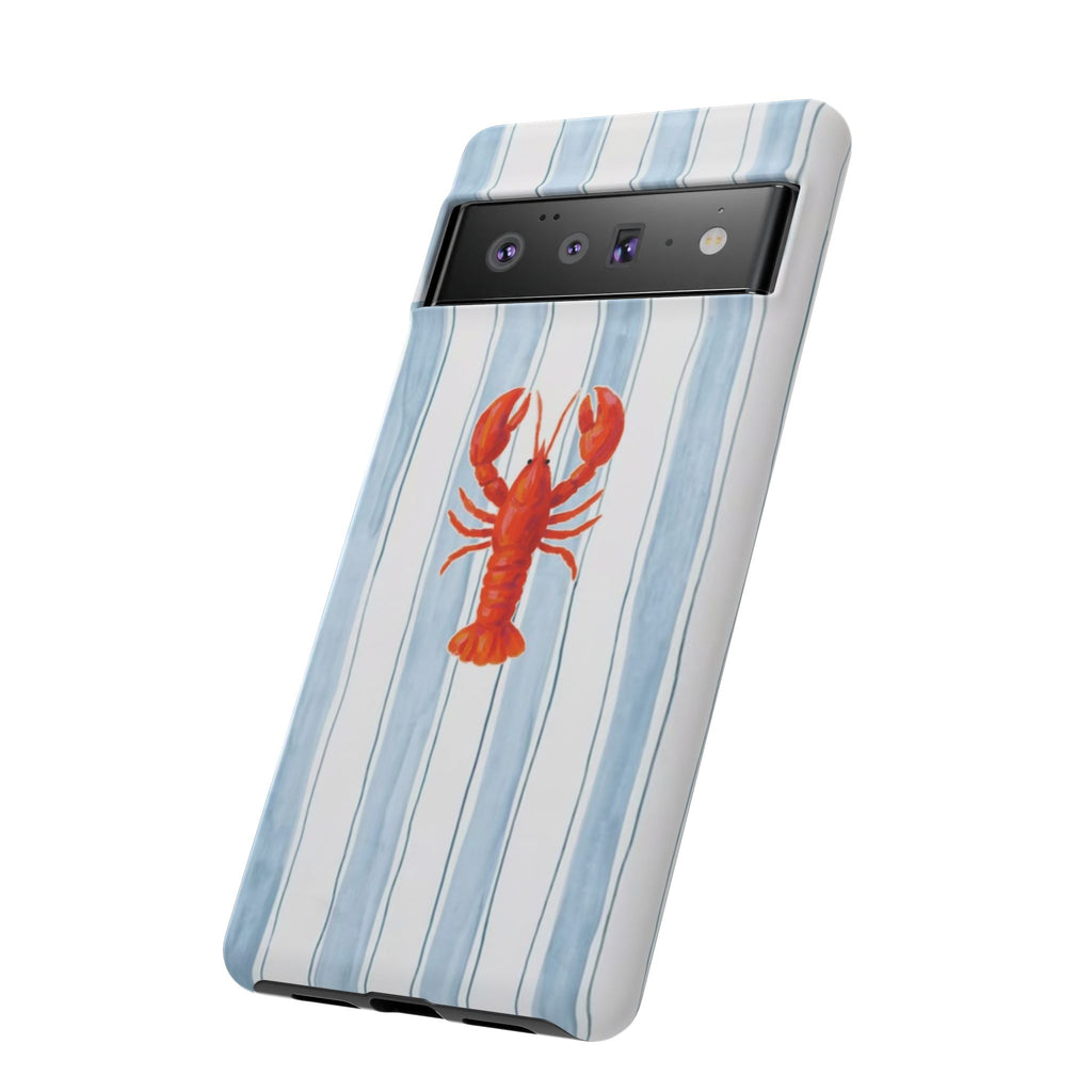 Lobster Stripe Phone Case — Nautical Blue & White Protective Cover