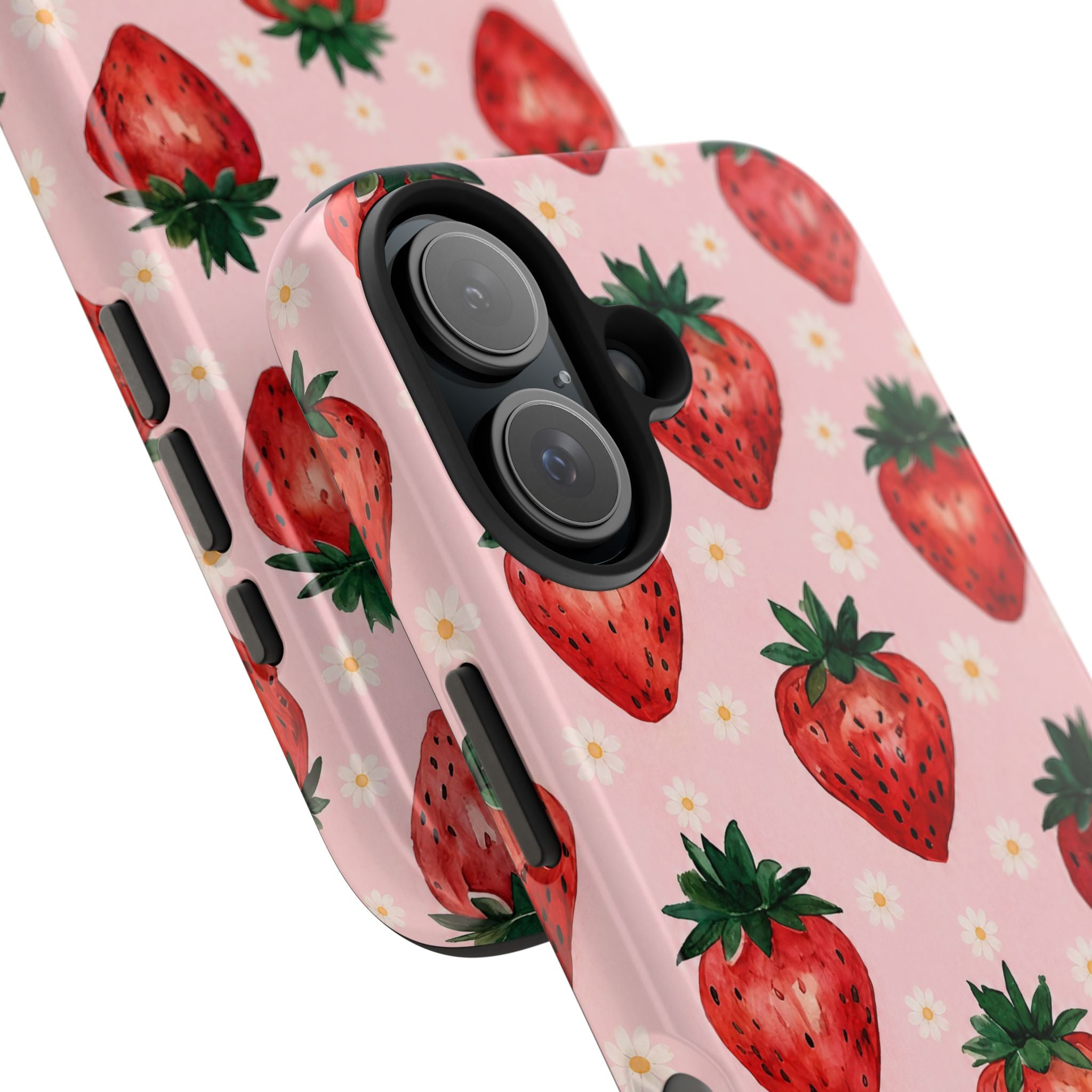 Strawberry Pattern Tough Phone Case — Cute Pink Fruit iPhone/Android Protection