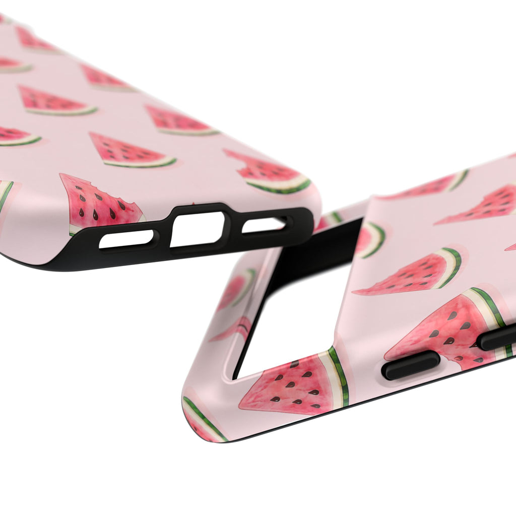 Watermelon Pattern Tough Phone Case — Pink Fruit Slice Protective Case