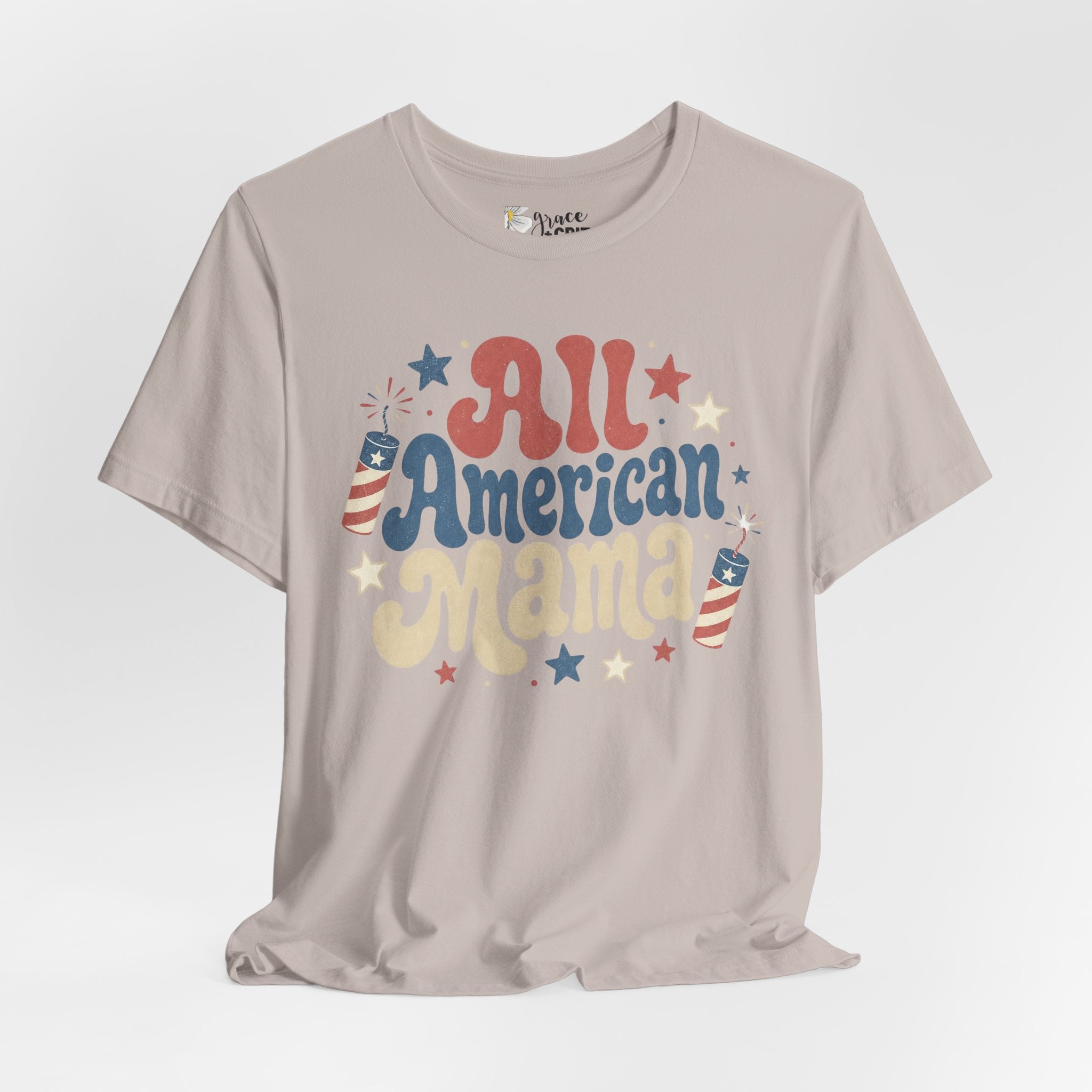 All American Mama T-Shirt – Vintage Patriotic Mom Tee (4th of July)