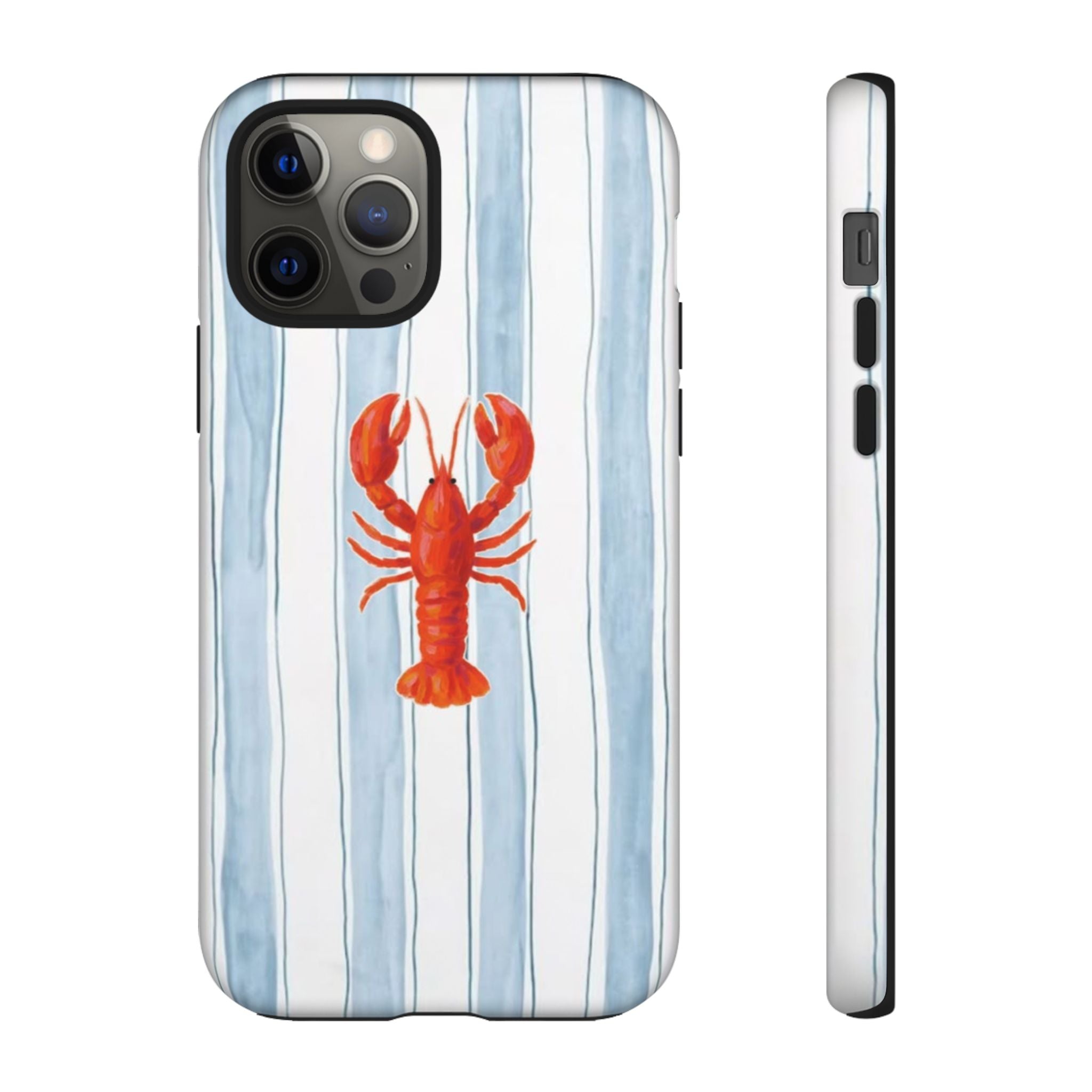 Lobster Stripe Phone Case — Nautical Blue & White Protective Cover