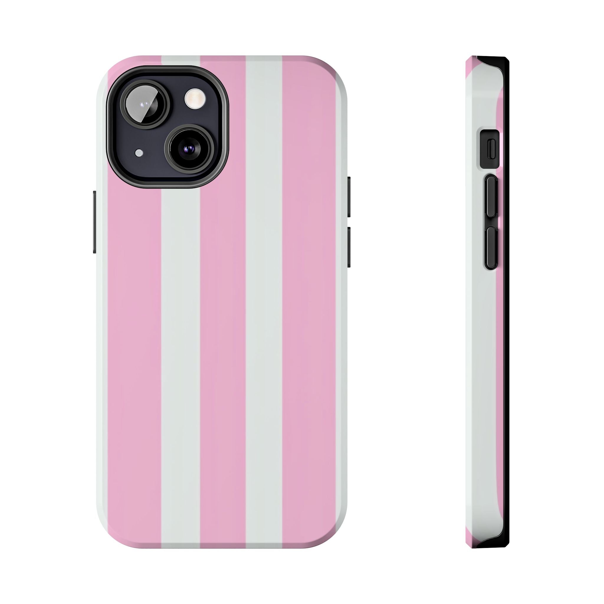 Pink & White Stripe Tough Phone Case — Protective Stripe iPhone Cover
