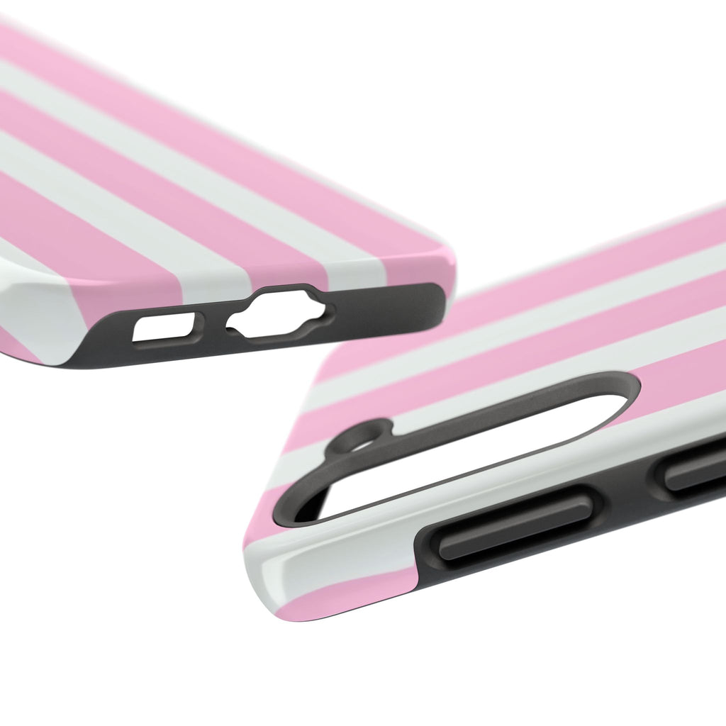 Pink & White Stripe Tough Phone Case — Protective Stripe iPhone Cover