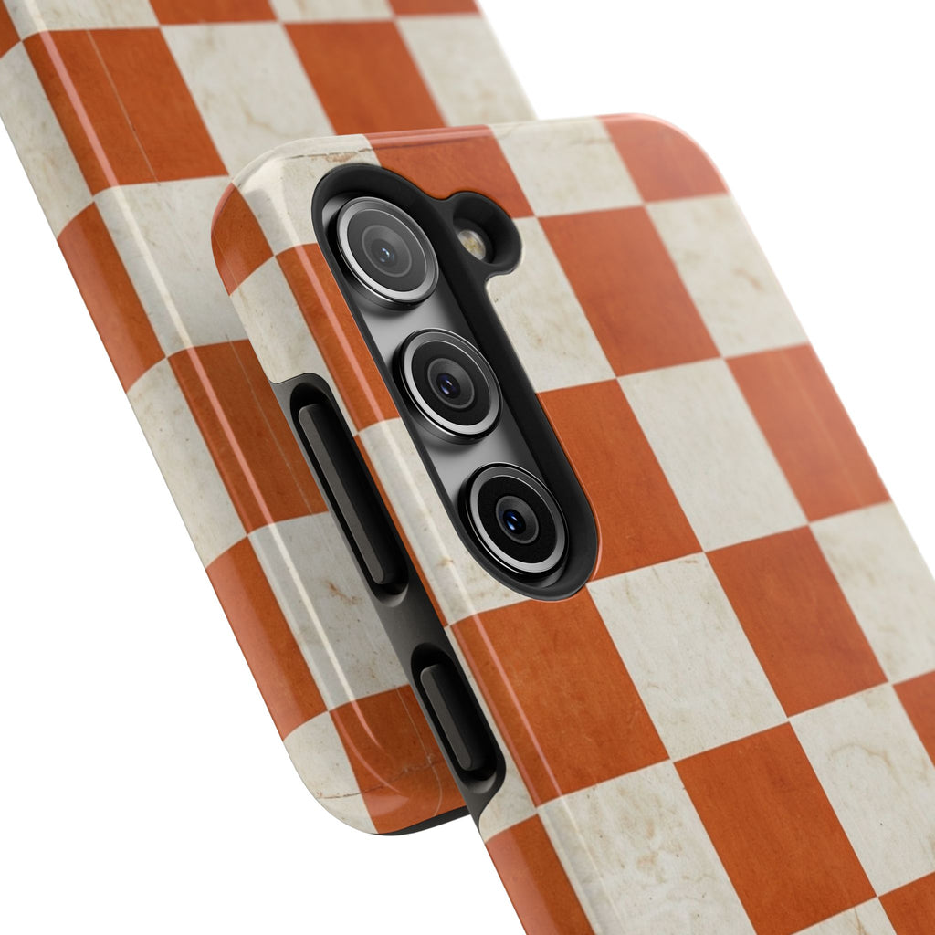 Orange and Cream Checkerboard Tough Phone Case