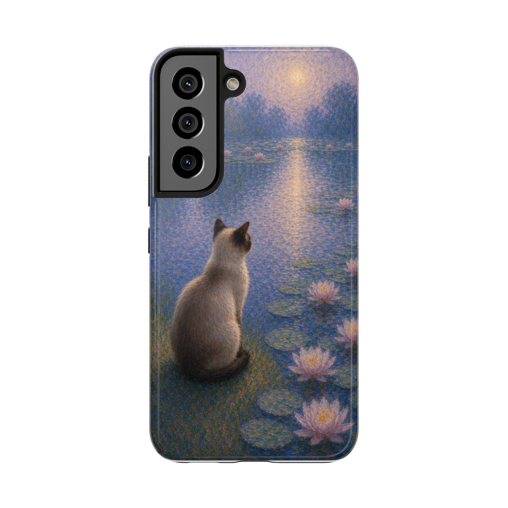 Siamese Cat by Moonlight Tough Phone Case – Waterlily Dream Protective Cover