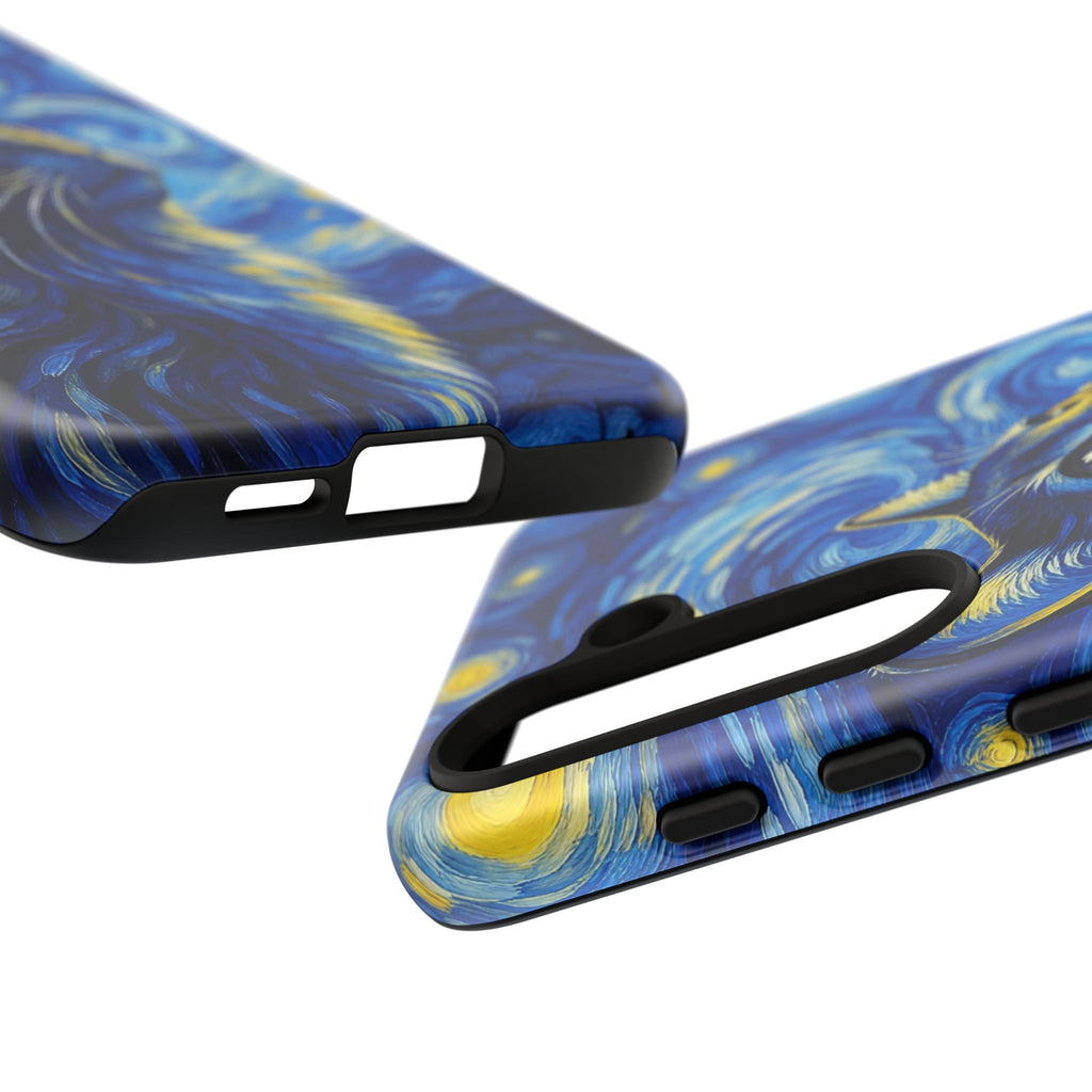 Starry Night Cat Phone Case — Van GoghStyle Blue Galaxy iPhone Cover