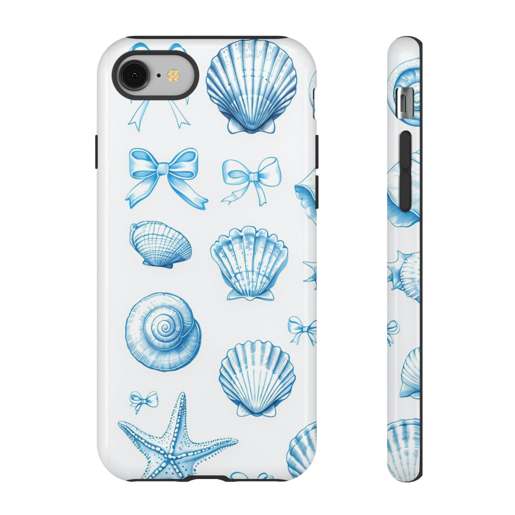 Seaside Shells Phone Case — Blue Nautical Shell & Starfish Pattern