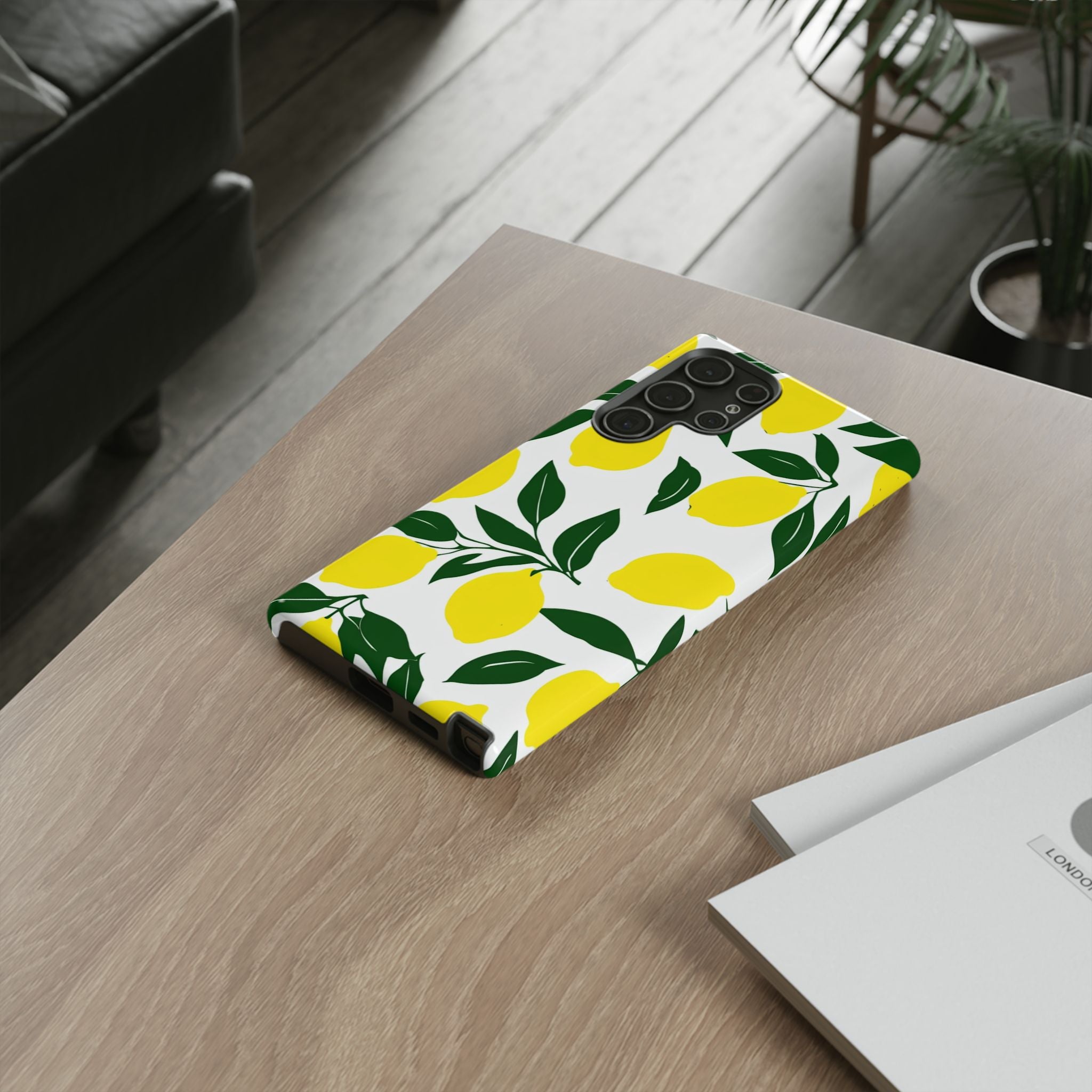 Lemon Pattern Tough Phone Case — Bright Citrus Protective Cover