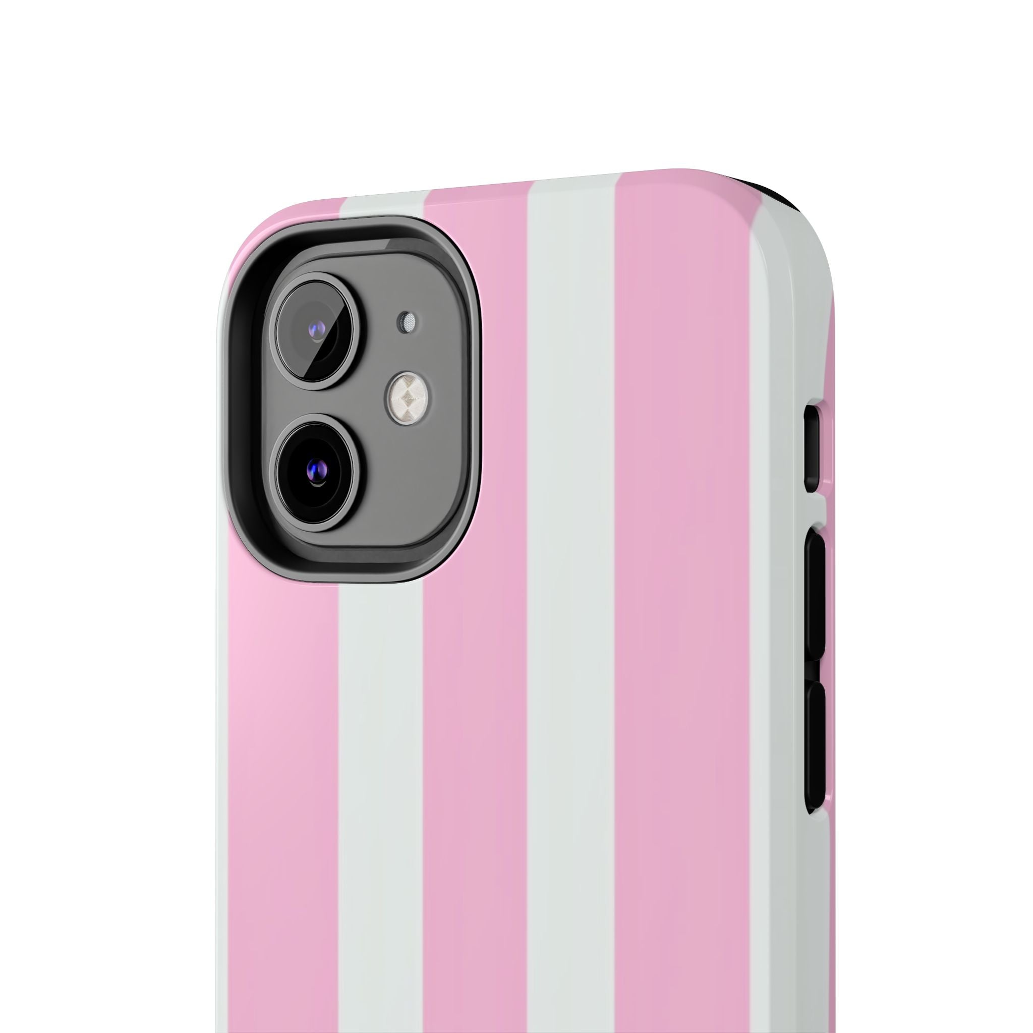 Pink & White Stripe Tough Phone Case — Protective Stripe iPhone Cover
