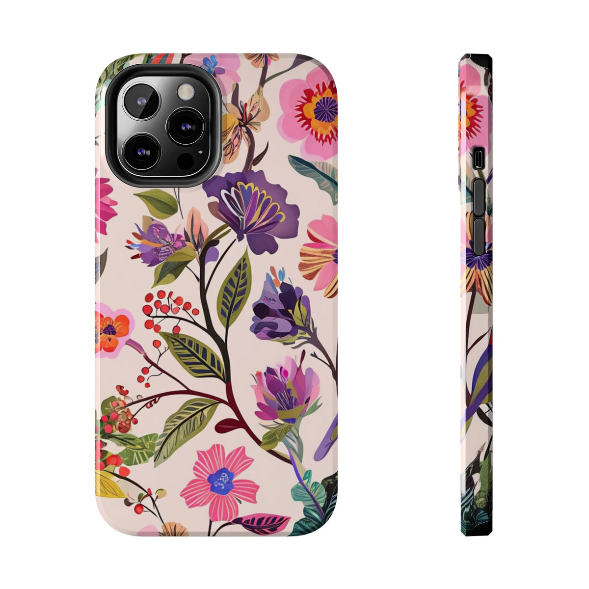 Floral Tough Phone Case – Colorful Botanical Flower Design