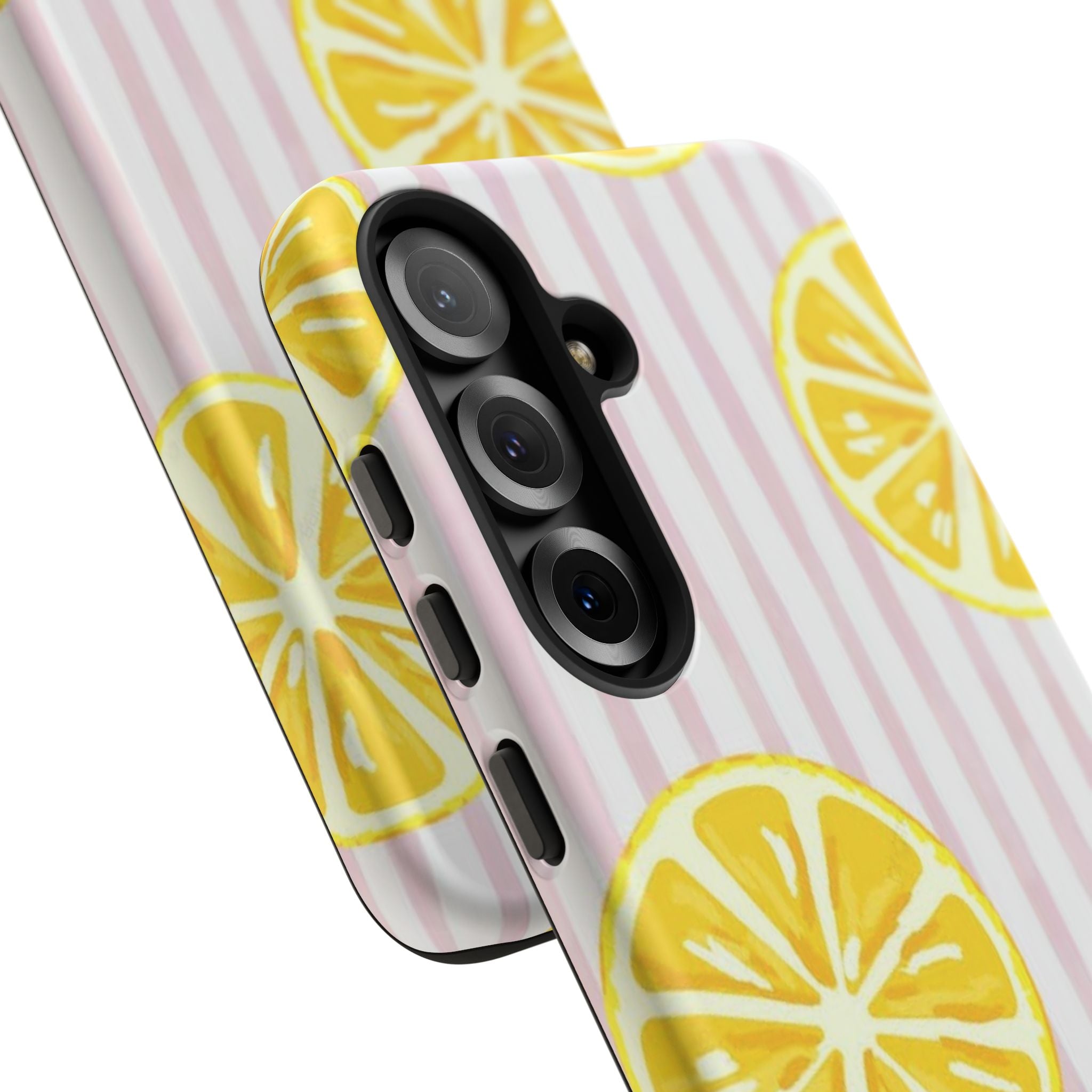 Lemon Slices Tough Case — Cute Pink Stripe Phone Cover