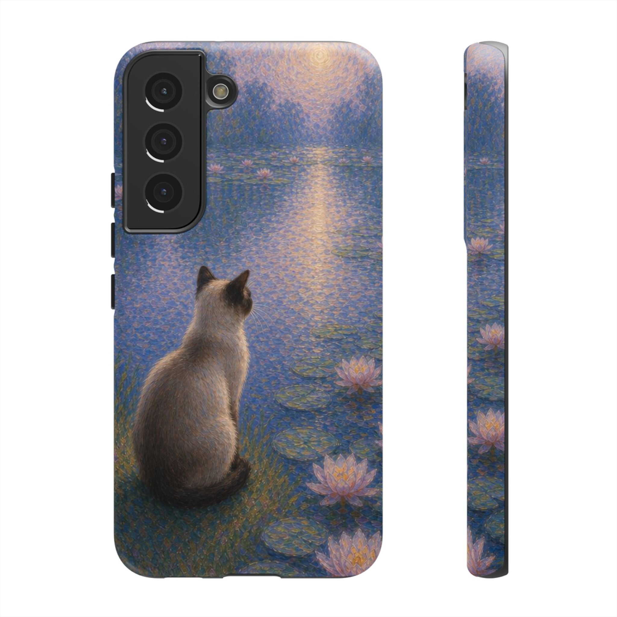 Cat Moonlight Phone Case — Serene Siamese by Lily Pond
