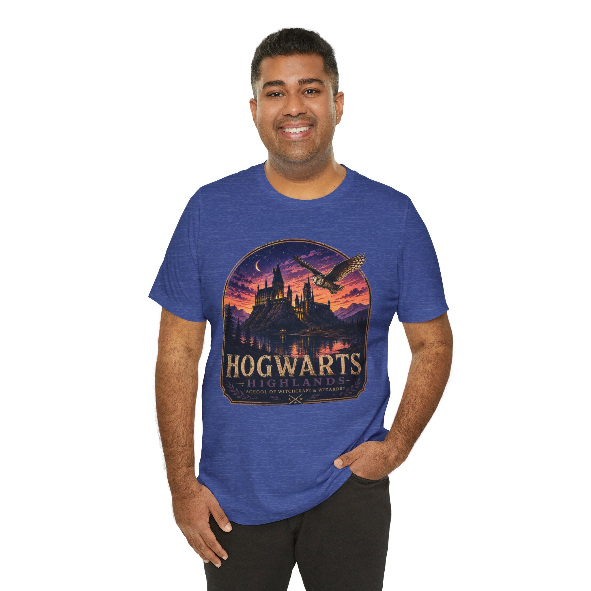 Hogwarts Highlands Graphic Tee — Sunset Castle Illustration T‑Shirt
