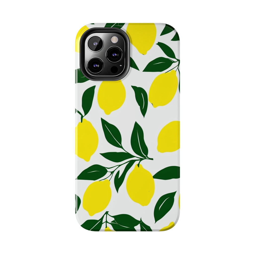 Lemon Pattern Tough Phone Case — Bright Citrus Protective Phone Cover