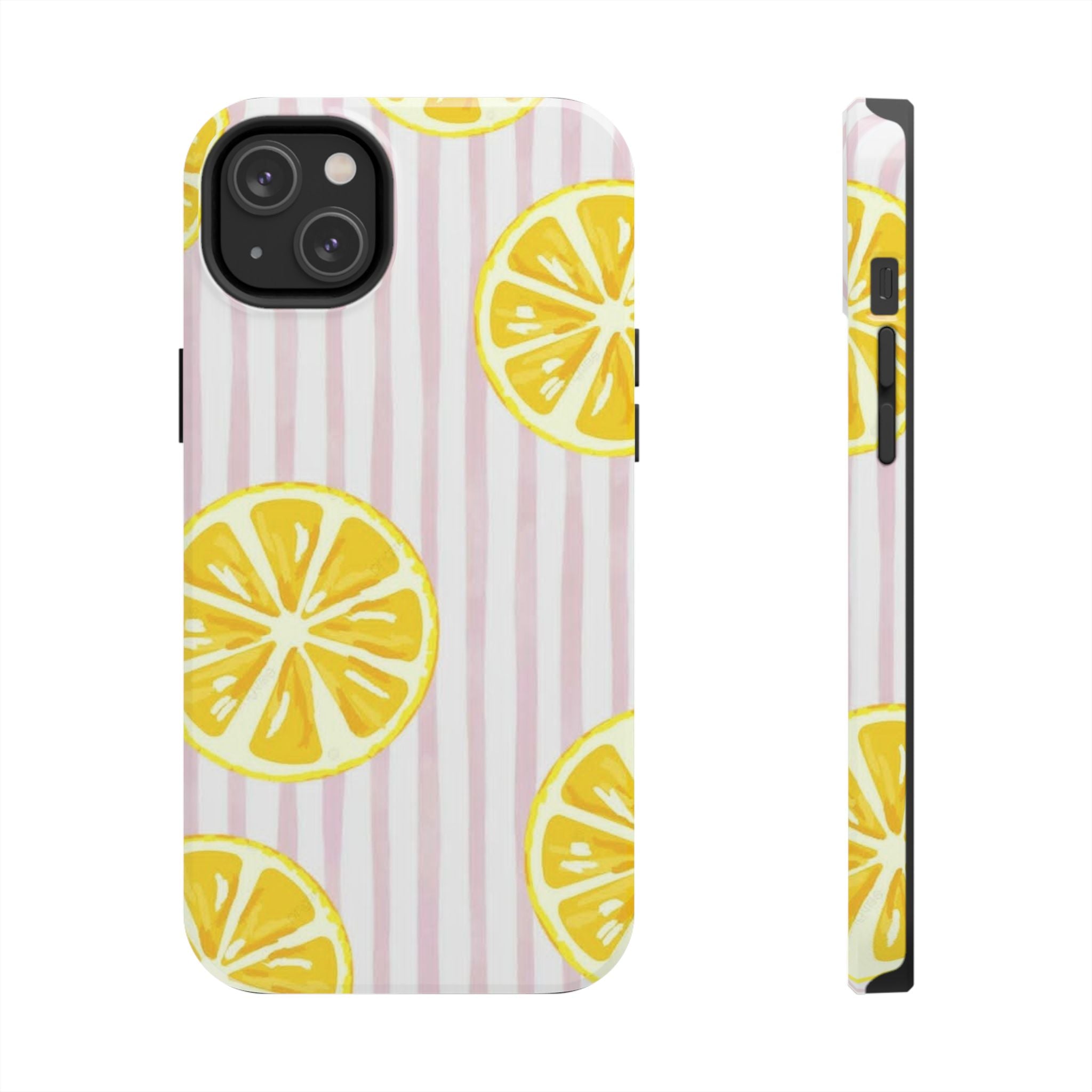 Lemon Slice Tough Phone Case — Pink Stripe Summer Protective Cover