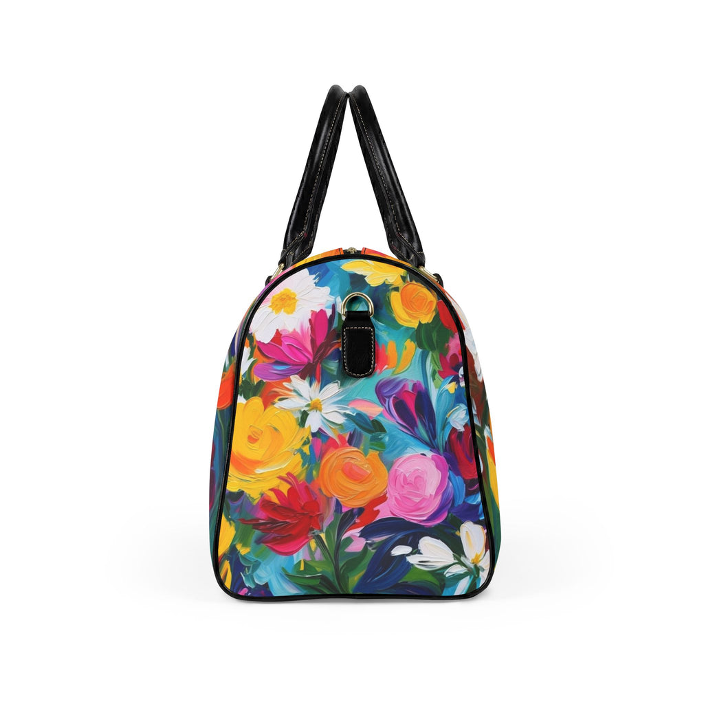 Colorful Floral Faux Leather Travel Bag