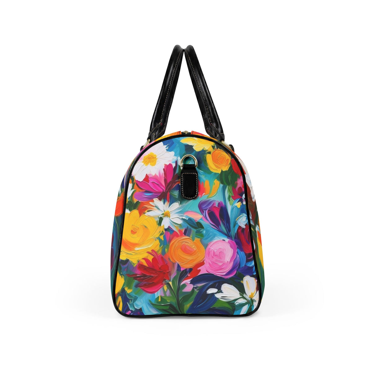 Colorful Floral Faux Leather Travel Bag