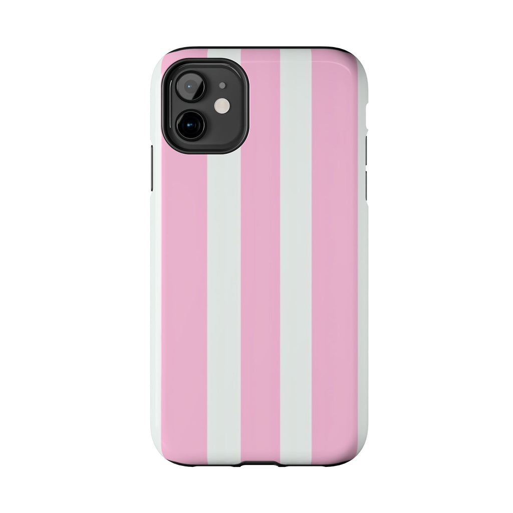 Pink & White Stripe Tough Phone Case — Protective Stripe iPhone Cover