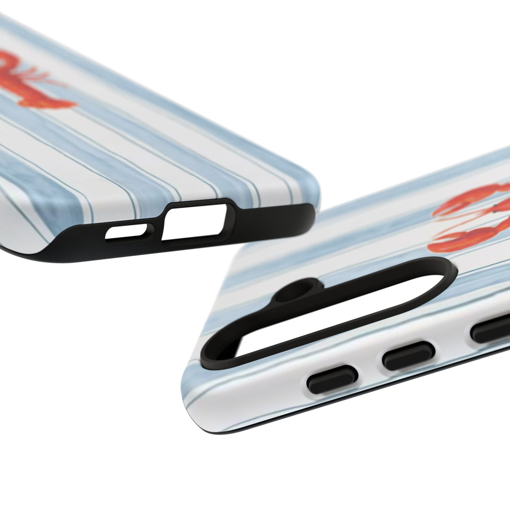 Lobster Stripe Phone Case — Nautical Blue & White Protective Cover