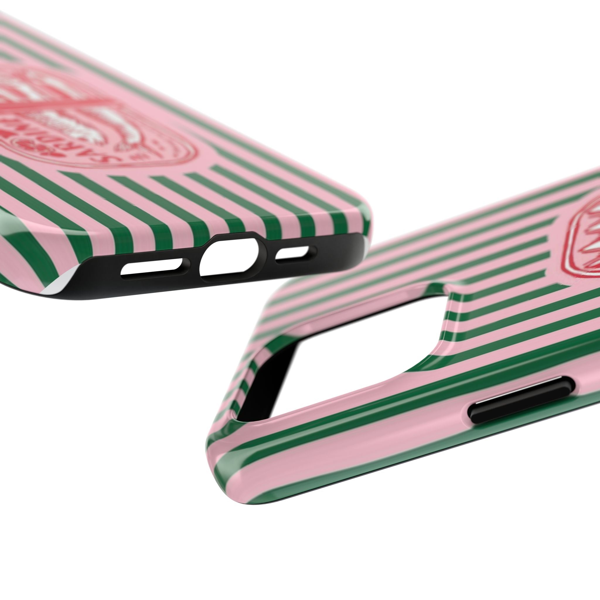 Sardine Stripes Tough Phone Case — Retro Pink & Green Protective Phone Cover