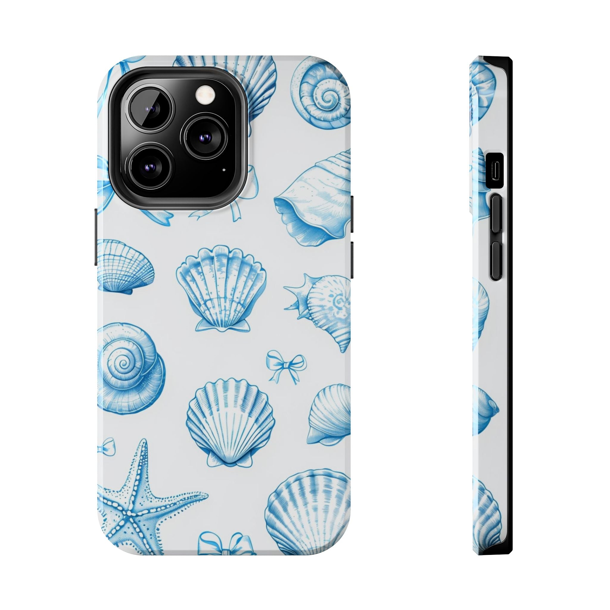 Seashell Blue Tough Phone Case – Coastal Shell Pattern Protective Cover