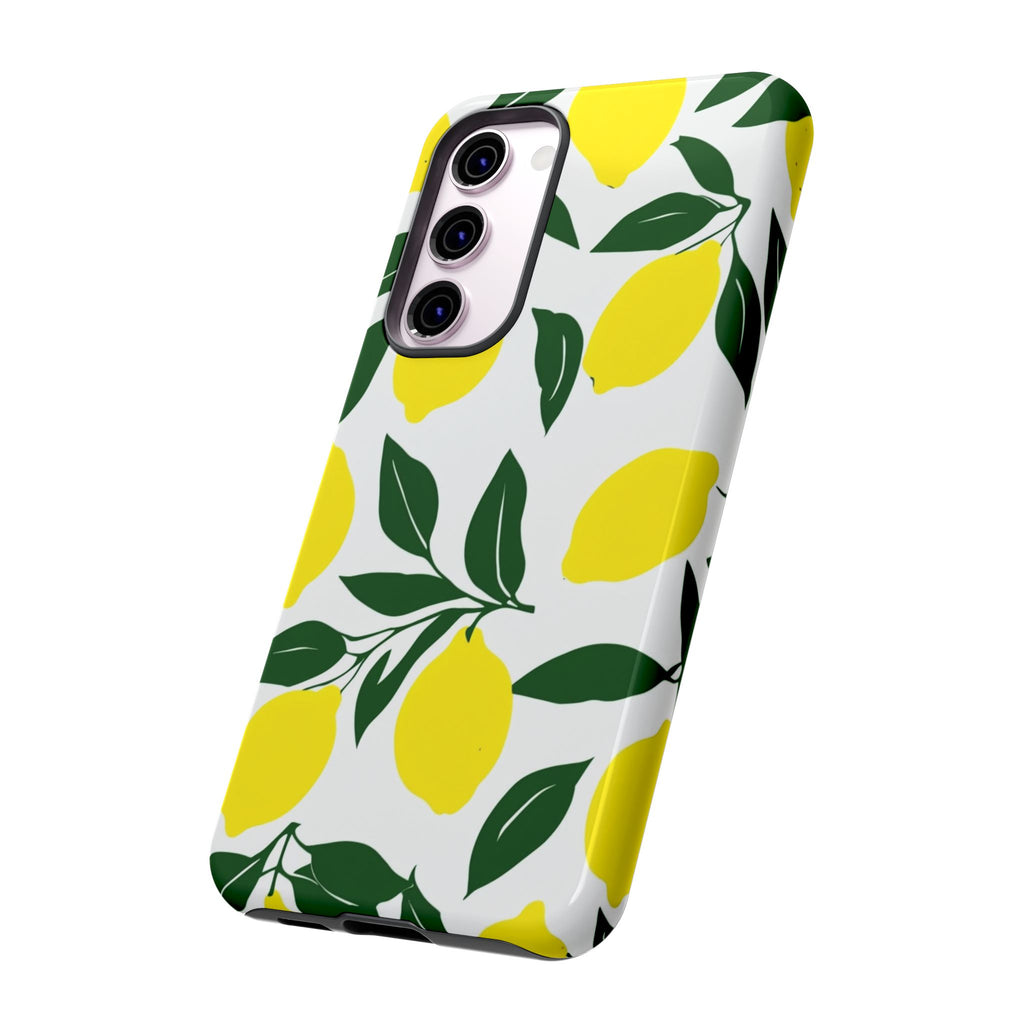 Lemon Pattern Tough Phone Case — Bright Citrus Protective Cover