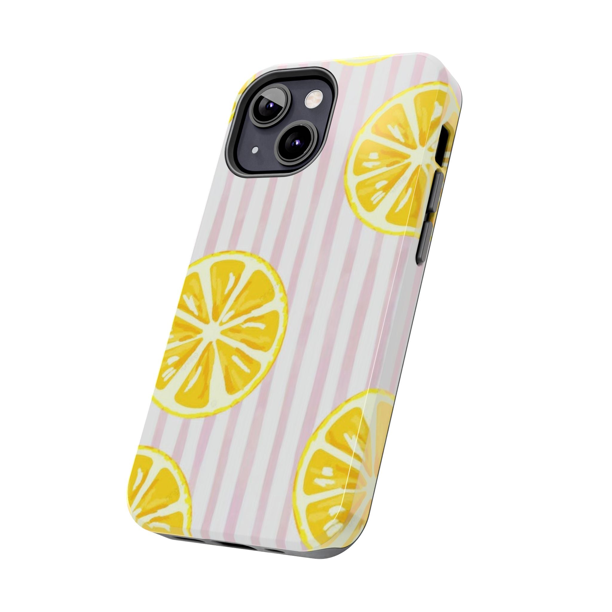 Lemon Slice Tough Phone Case — Pink Stripe Summer Protective Cover