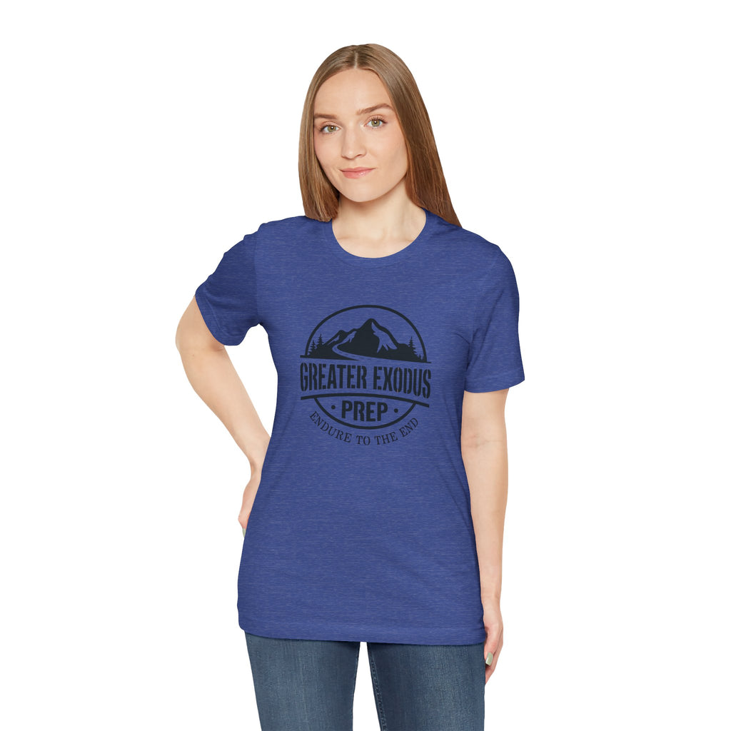Greater Exodus Prep T-Shirt — Mountain Logo “Endure to the End” Adventure Tee