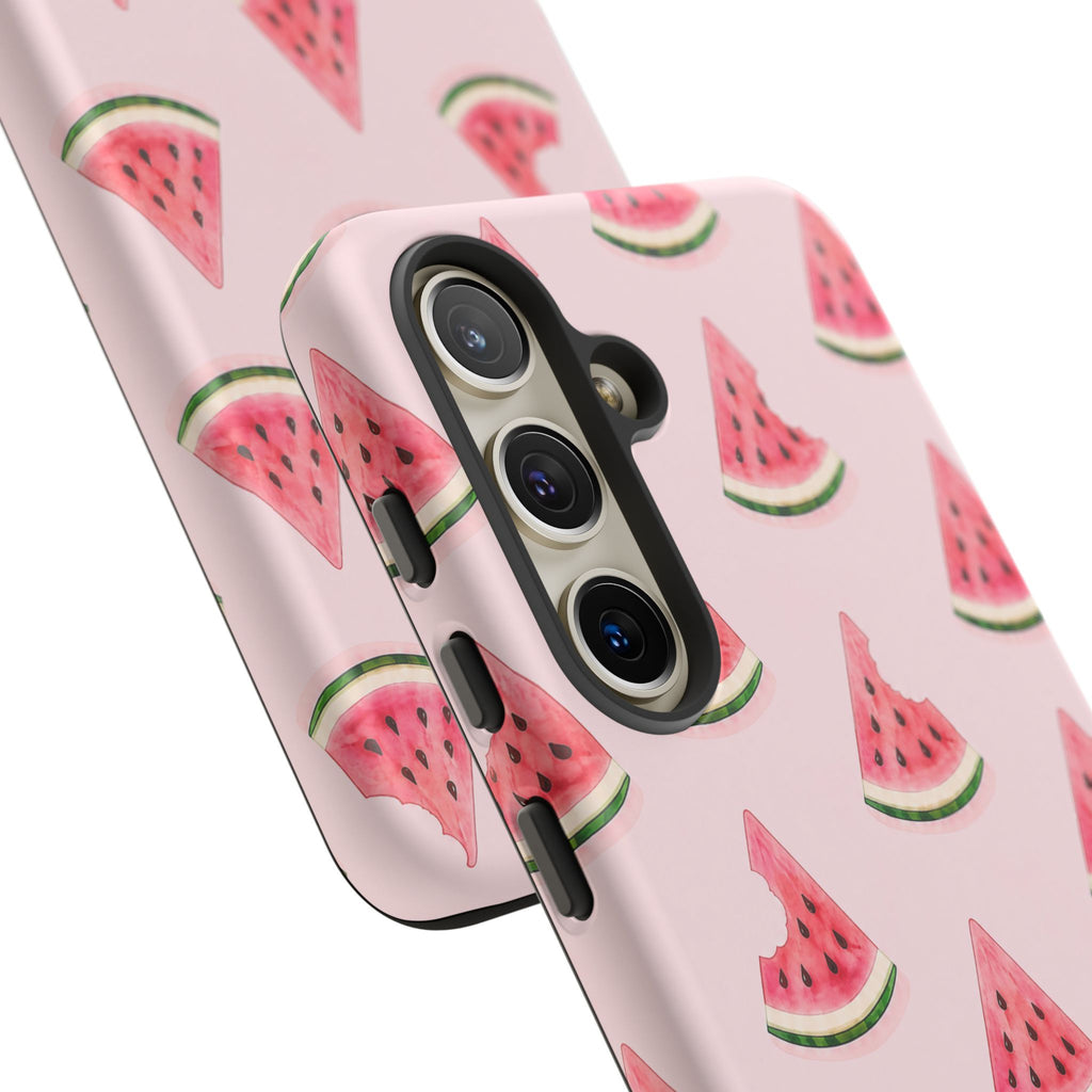 Watermelon Pattern Tough Phone Case — Pink Fruit Slice Protective Case