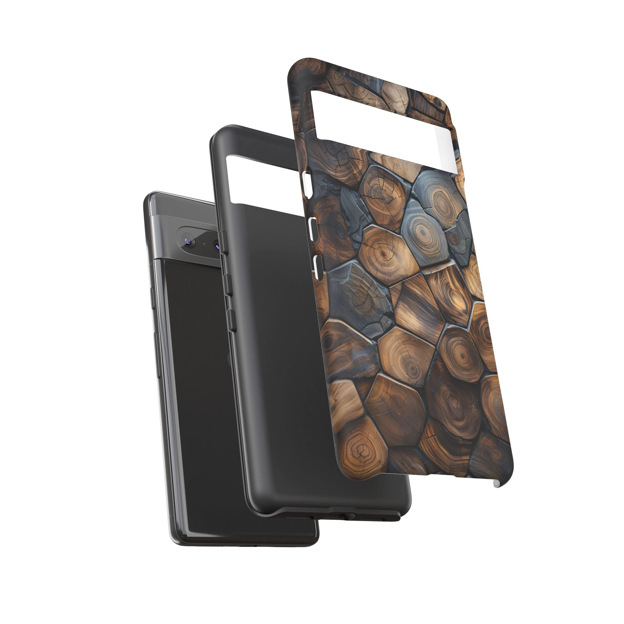 Wood Grain Hex Phone Case — Rustic Geometric iPhone Protection