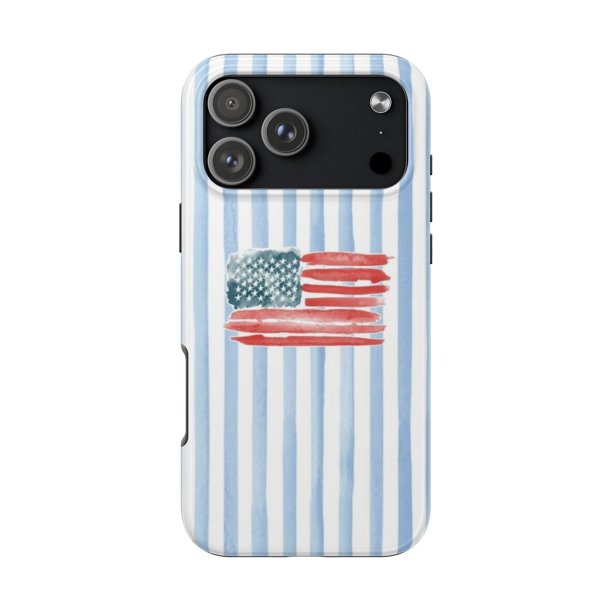 American Flag Watercolor Tough Phone Case — Blue Striped Patriotic Phone Case