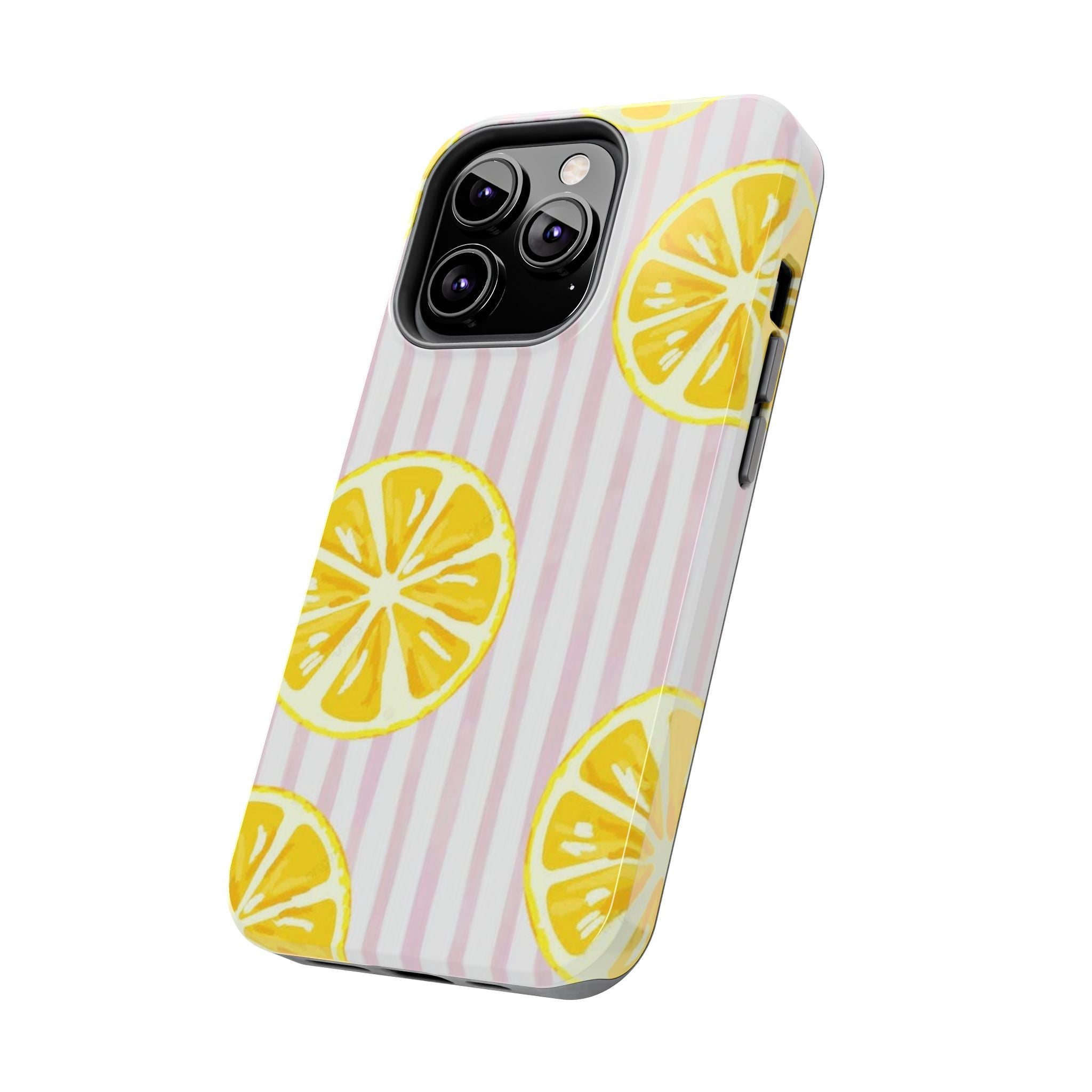 Lemon Slice Tough Phone Case — Pink Stripe Summer Protective Cover