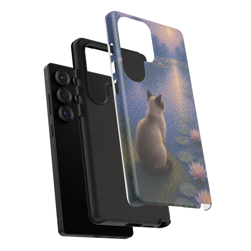 Cat Moonlight Phone Case — Serene Siamese by Lily Pond