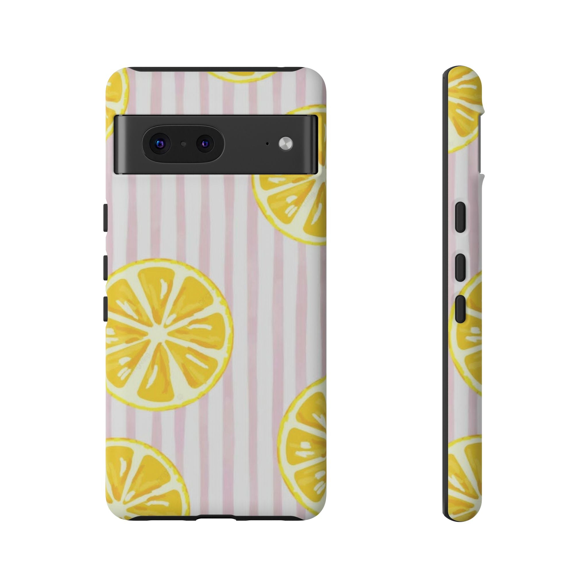 Lemon Slices Tough Case — Cute Pink Stripe Phone Cover