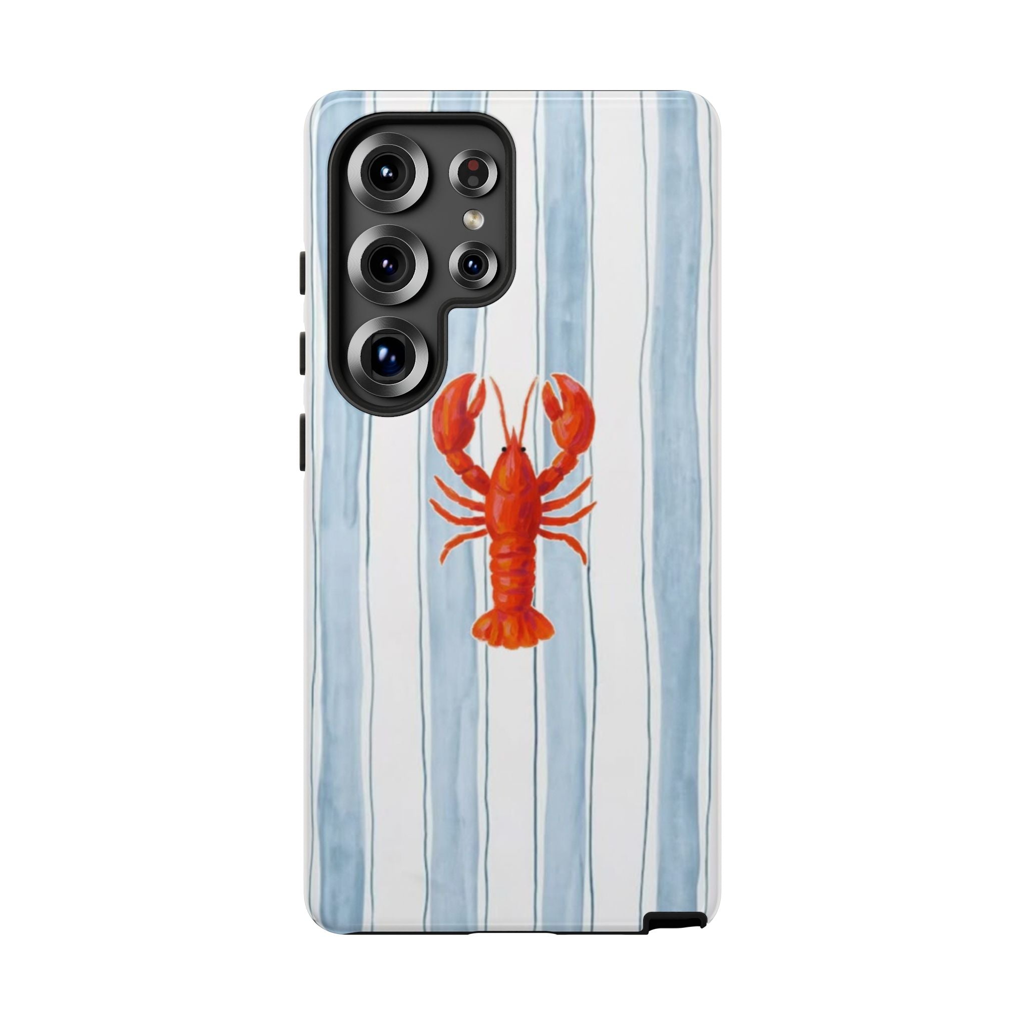 Lobster Stripe Phone Case — Nautical Blue & White Protective Cover